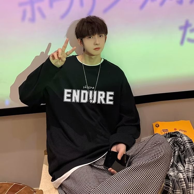 Áo Thun Tay Dài Cổ Tròn Dáng Rộng In Chữ Cỡ Lớn Thoải Mái Thời Trang Cho Nam Và Nữ M-5XL