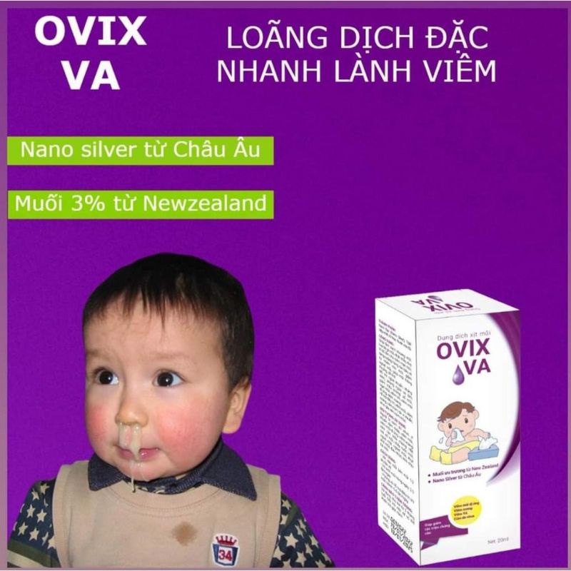 OVIX VA Xịt sạch mũi giúp giảm viêm mũi, viêm VA