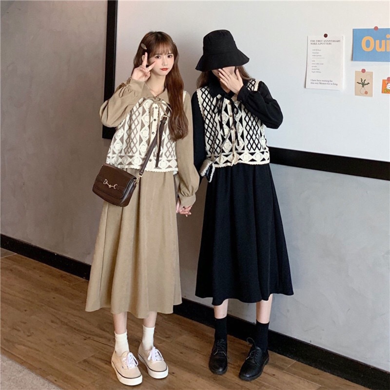 Áo Khoác Len Móc Không Tay Cổ Chữ V Thời Trang Cho Nữ