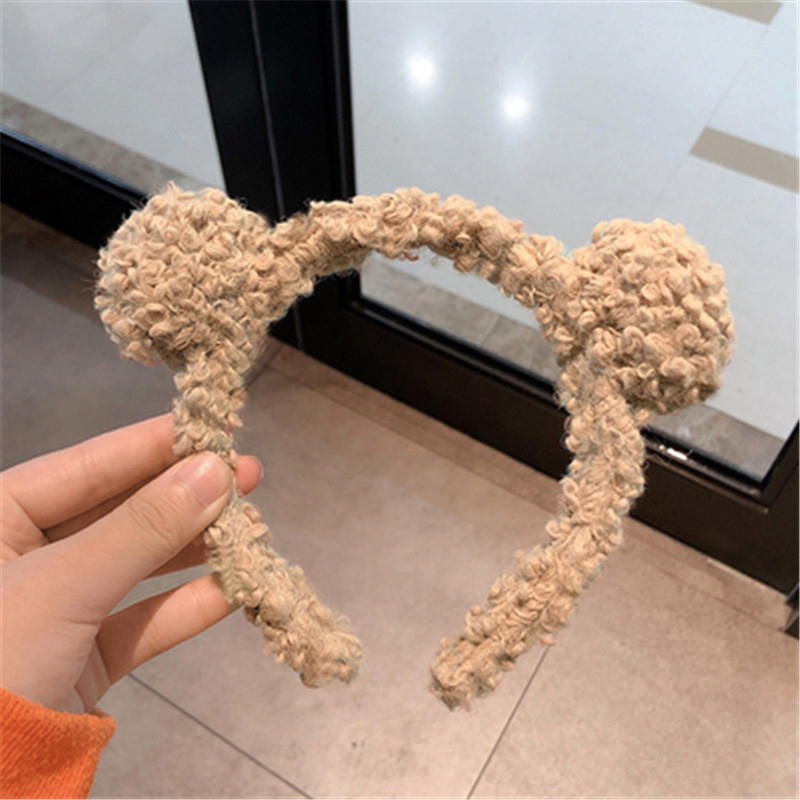Cài tóc đính lông nhung hình tai gấu dễ thương thời trang thu đông cho bạn nữ băng đô rửa mặt