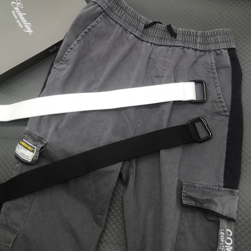 Thắt Lưng Vải Canvas Hai Khóa Cài Màu Trắng / Đen Đơn Giản Dễ Phối Đồ Thời Trang Cho Nam Và Nữ