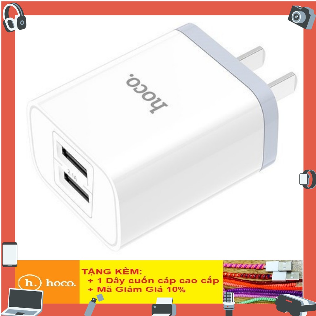 Củ sạc Hoco C52A 2 cổng USB chính hãng - Bh 12 Tháng