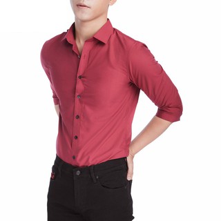 ÁO SƠ MI MÀU ĐỎ ĐÔ VẢI LỤA CAO CẤP