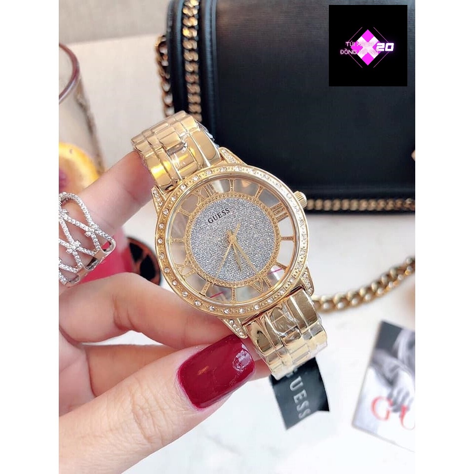 ( Sẵn 3 màu ) Đồng Hồ Nữ Guess Crystals Steel #W1013 case 38mm. 3atm