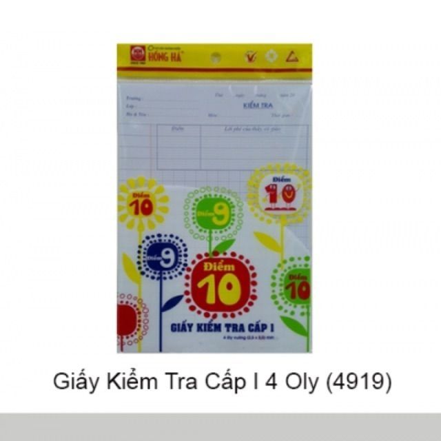 Giấy kiểm tra cấp 1 Hồng hà ( Combo 5 tập)