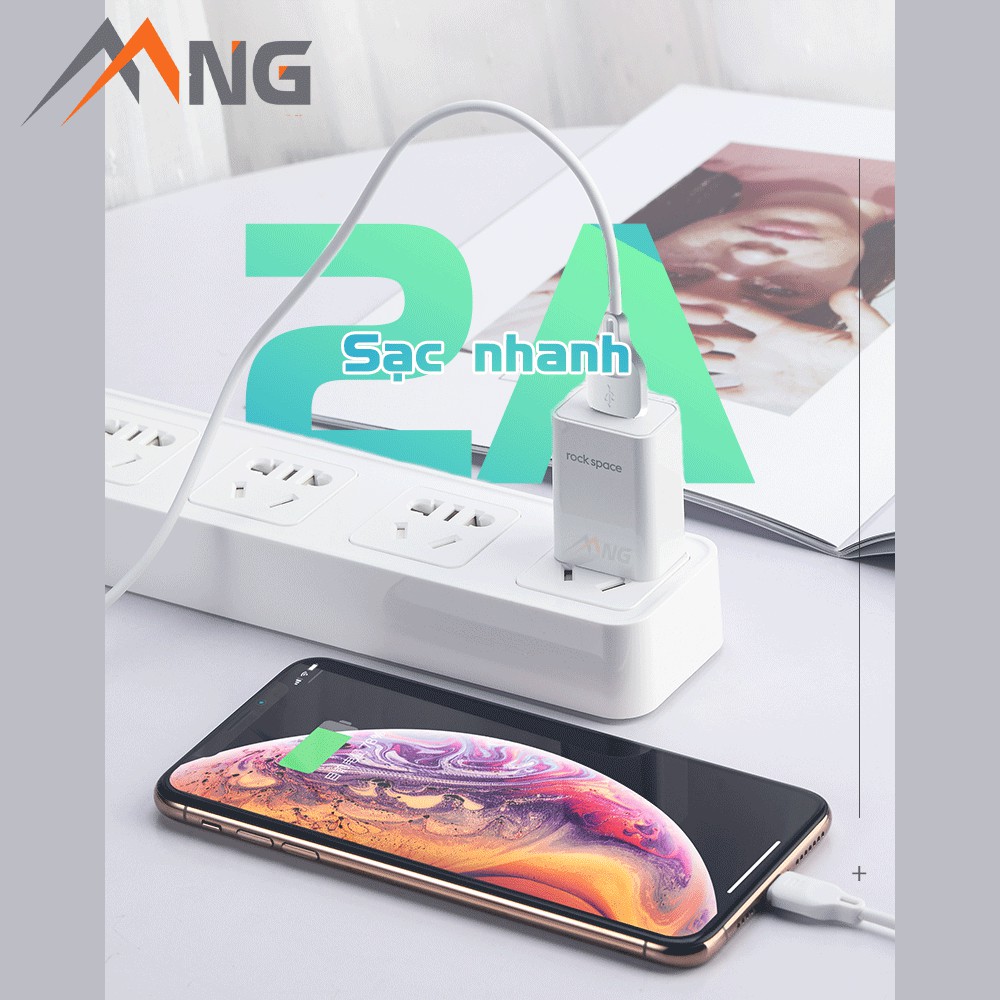 Dây cáp sạc nhanh cho iphone RockSpace Z12, sạc ổn định, không nóng máy, 1m chính hãng bảo hành 12 tháng 1 đổi 1