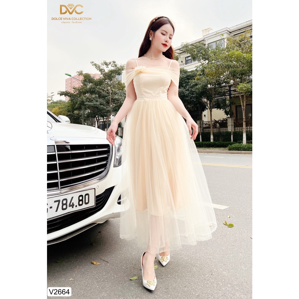Váy be xòe trễ vai V2664 - DOLCE VIVA COLLECTION