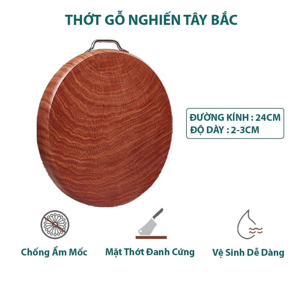 Thớt gỗ nghiến, thớt thái đồ ăn hoa quả kích thước 24cm x 2cm ,Sammi shop