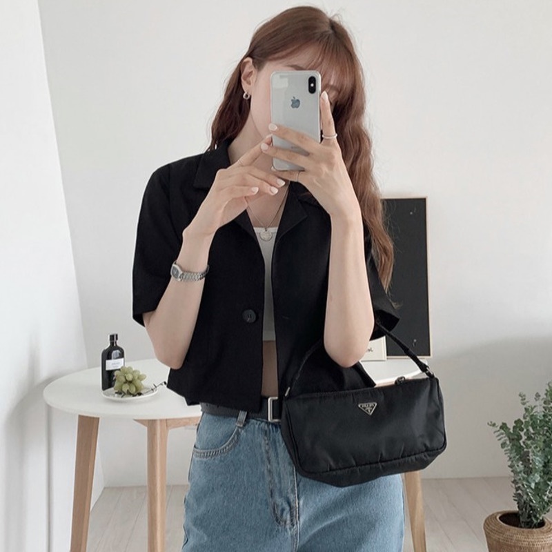 Áo Sơ Mi Tay Ngắn Vải Cotton Lanh Kiểu Hàn Quốc Cá Tính 164152 Áo Khoác Lửng Màu Trơn Thiết Kế Đơn Giản Dễ Phối Đồ