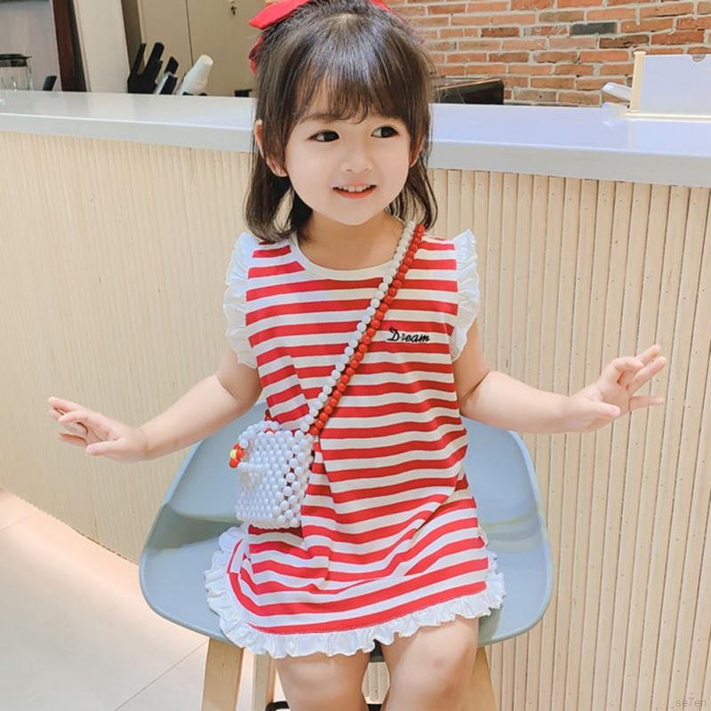 Đầm công chúa không tay họa tiết kẻ sọc dành cho bé gái