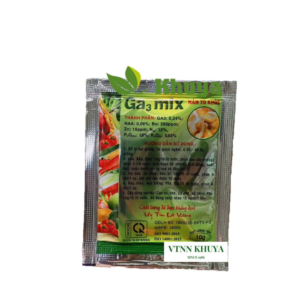 Phân bón lá dưỡng cây trồng Ga3 Mix 10gr Phục hồi tăng trưởng cây