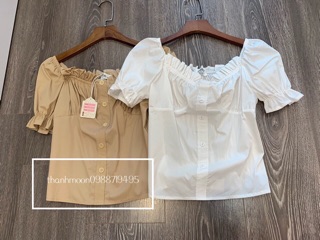 Áo sơ mi croptop trễ vai