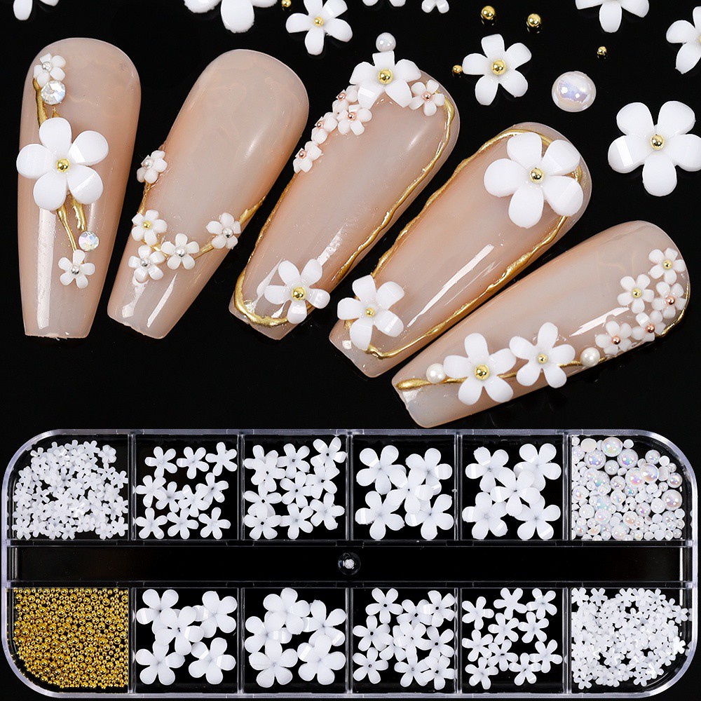 [Hàng mới về] Phụ kiện trang trí móng tay nghệ thuật hình hoa năm cánh 3D xinh xắn