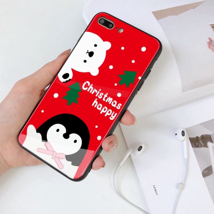 Ốp lưng iphone 6, 7, 8 Plus, X, XS, XR, XSMAX, 11, 11PRO, 11 PROMAX, 12, 13 PROMAX lễ noel xinh tươi BẰNG KÍNH PKVN