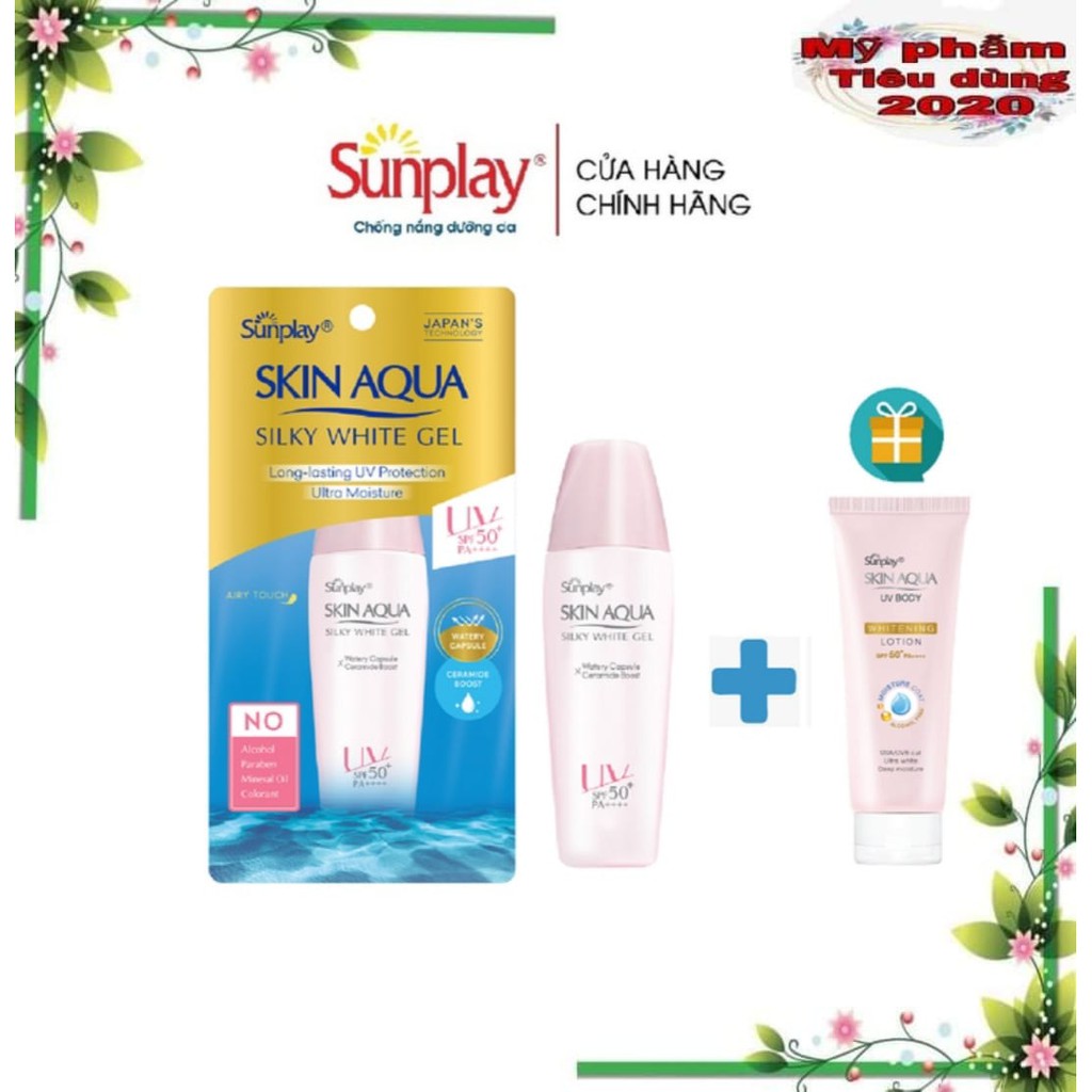 (Mẫu mới) Gel chống nắng dưỡng trắng mượt Skin Aqua Silky White Gel SPF 50+ PA++++ 30g