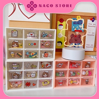 Tủ kệ 6 ngăn / 9 ngăn mini đựng phụ kiện văn phòng phẩm , trang sức xinh xắn Nago Store