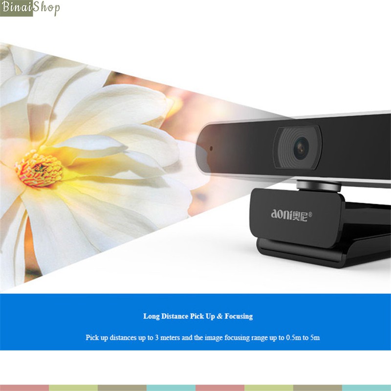 Aoni A30 - Webcam Họp Trực Tuyến, Livestream FullHD 1080p 30fps, Góc Rộng 92 Độ, Lấy Nét Nhanh 0.7s