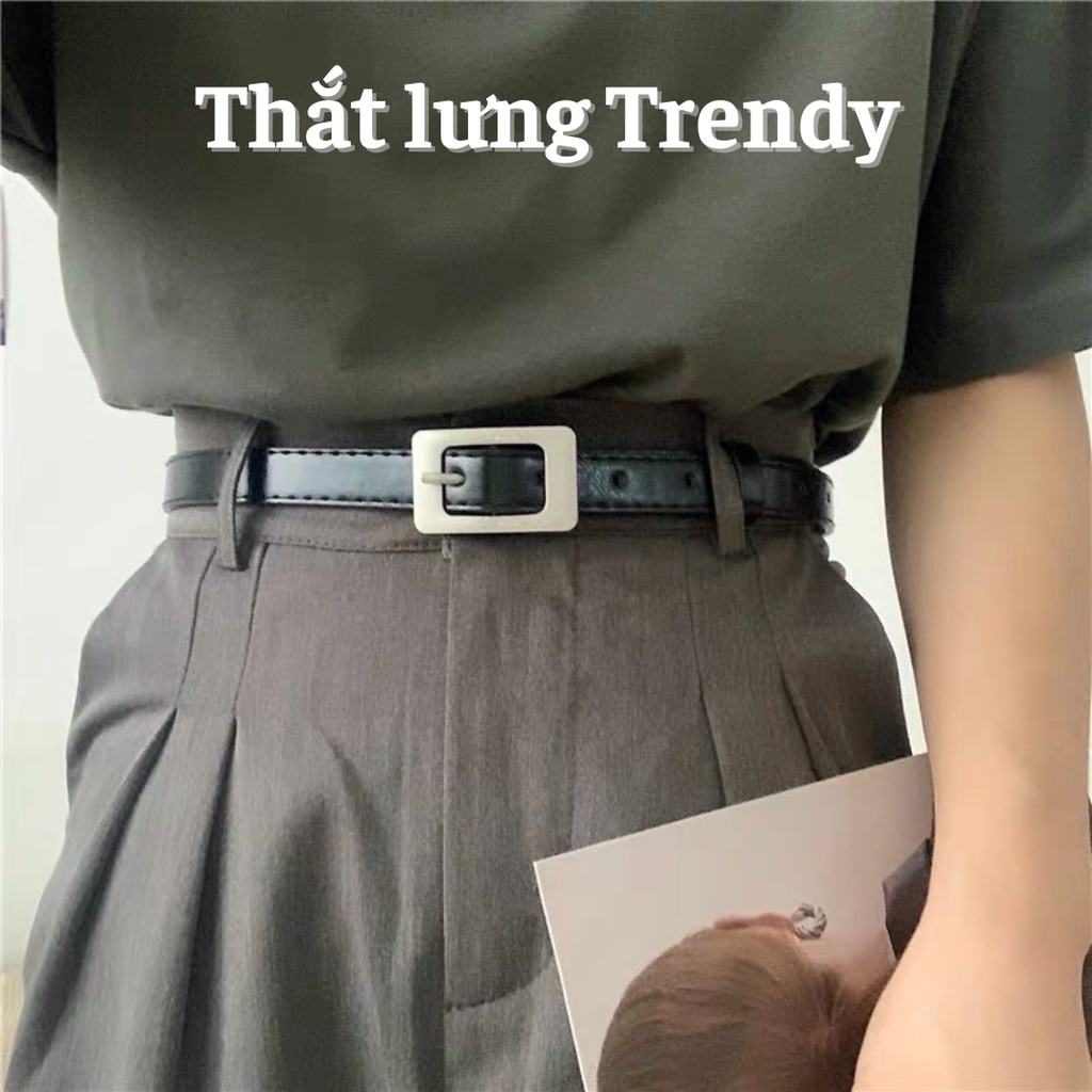 THẮT LƯNG Da Hàn Quốc mặt chữ nhật bản nhỏ - Dây nịt váy áo quần sang chảnh dễ phối đồ TL012