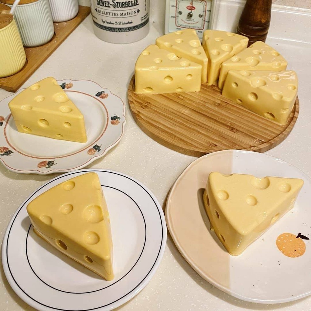 Khuôn Làm Bánh Silicon Hình Phô Mai 3d Độc Đáo Màu Trắng