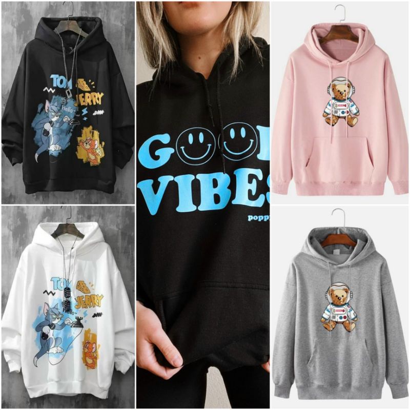 Áo Hoodie Nỉ Unisex Cặp Tom Jerry -Áo Khoác Hoodie Gấu Thun Tay Dài Thu Đông Nam nữ Couple Hot - Rẻ -Đẹp