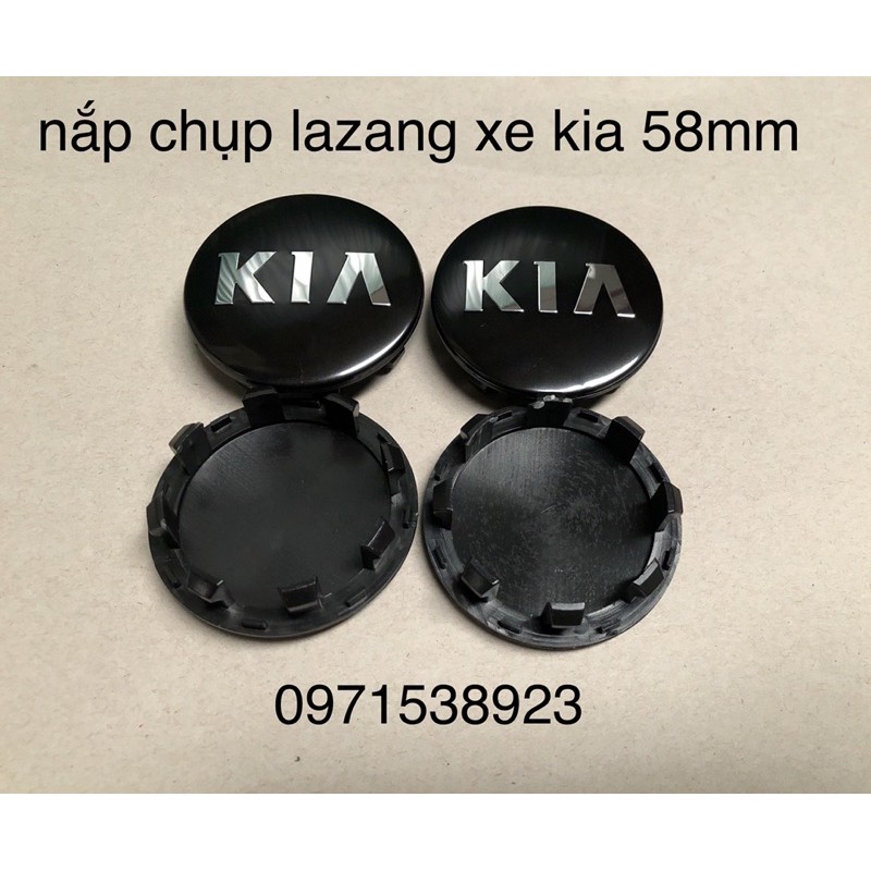 4 chiếc logo chụp mâm bánh xe ôto KIA Kích thước 58MM: Màu Đen