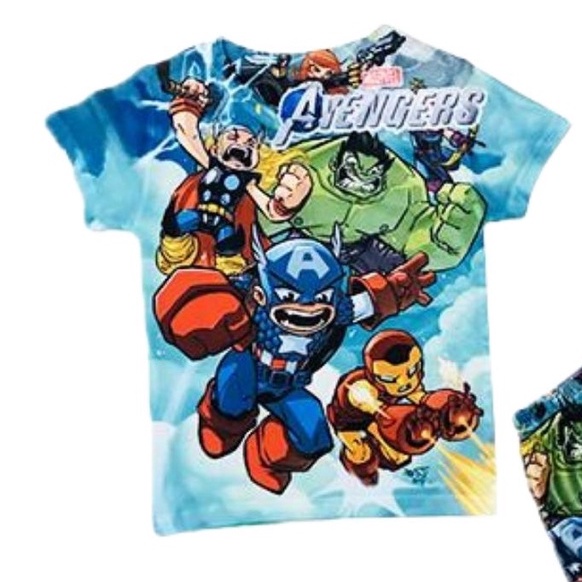 Set quần áo bé trai Thun lạnh in 3D Biệt đội siêu anh hùng Avenger Kunkun Kid TP114