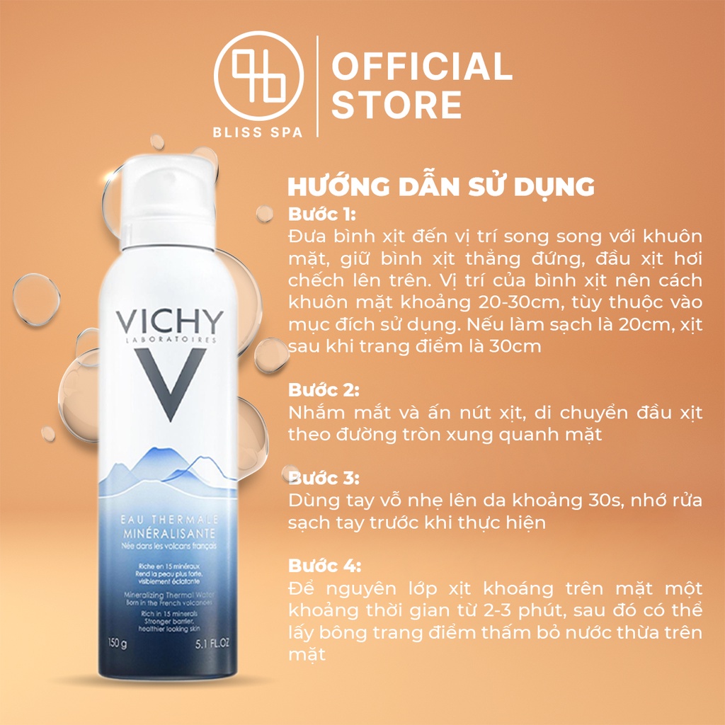 Xịt Khoáng Mặt Dưỡng Da VICHY Cấp Ẩm Cho Da Chống Lão Hóa Mineralizing Thermal Water 50ml, 150ml - Bliss Spa