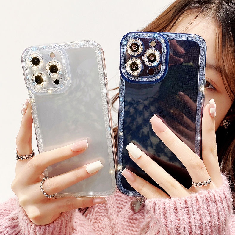 Ốp Điện Thoại TPU Mềm Trong Suốt Đính Đá Sang Trọng Cho iPhone 13 pro Max i11 12pro 11 pro Max Xr Xs Max Ix i8 7 8 Plus