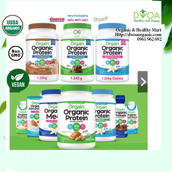 Orgain Protein organic Bột Protein thực vật hữu cơ Orgain 920g 1.24kg