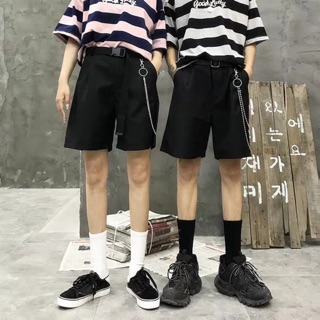 Quần short kaki kèm dây xích + thắt lưng quần short nam nữ UNISEX BLACK