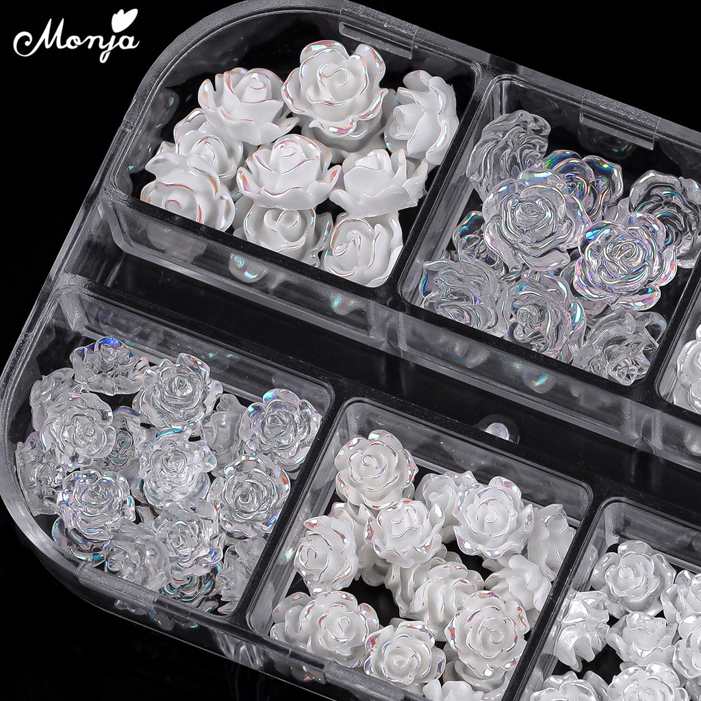 Hộp 60 bông hoa Monja dùng đính trang trí móng tay 3D lấp lánh DIY