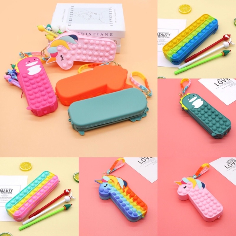 Hộp bút POP IT, Đồ chơi POP IT bấm nút chất liệu silicon giúp giải trí giảm stress cho bé