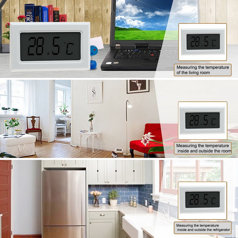 Mini Digital LCD Cảm biến nhiệt độ trong nhà Máy đo độ ẩm Nhiệt kế Máy đo độ ẩm cho Tủ lạnh Hồ cá