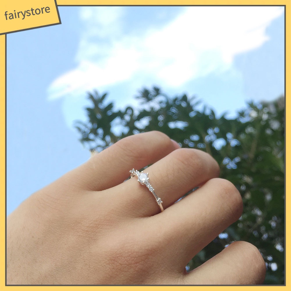 Nhẫn Kim Loại Đính Đá 7 Màu Thời Trang Cho Nữ