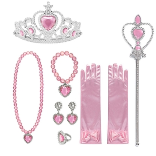 Bộ phụ kiện vòng cổ + đôi găng tay + đũa thần công chúa Belle Sofia Elsa Aurora dành cho bé gái