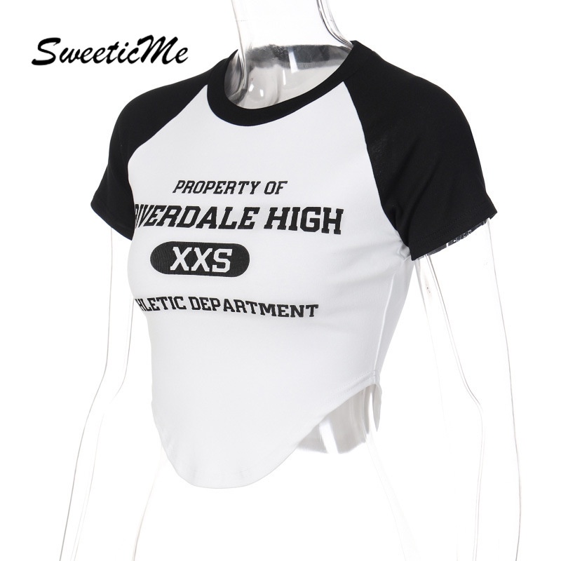 Áo Thun Mỏng Tay Ngắn Màu Sắc Tương Phản Thời Trang Dành Cho Nữ