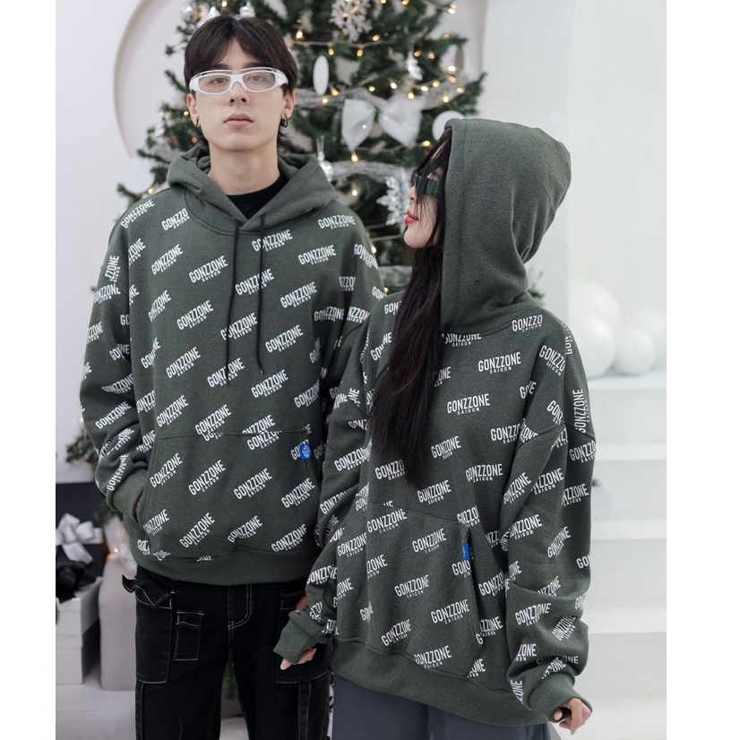 Áo Hoodies Nỉ Mùa Đông Form Rộng Gonzzone - Màu Xám Rêu | BigBuy360 - bigbuy360.vn