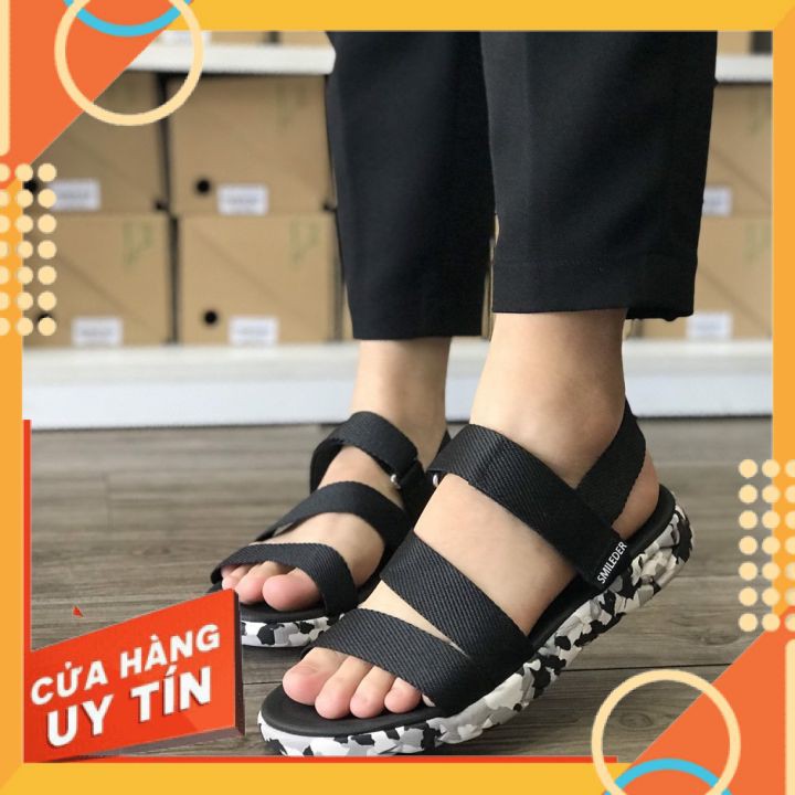 Giày sandal nam nữ SMILEDER camo đen lính đi học đi làm [freeship]