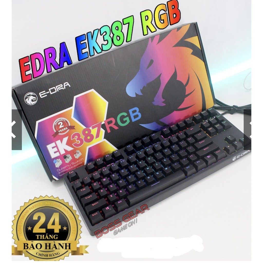 Bàn phím cơ EDRA EK387 led RGB - Phiên bản mới nhất 2020 - Bảo hành 2 năm chính hãng