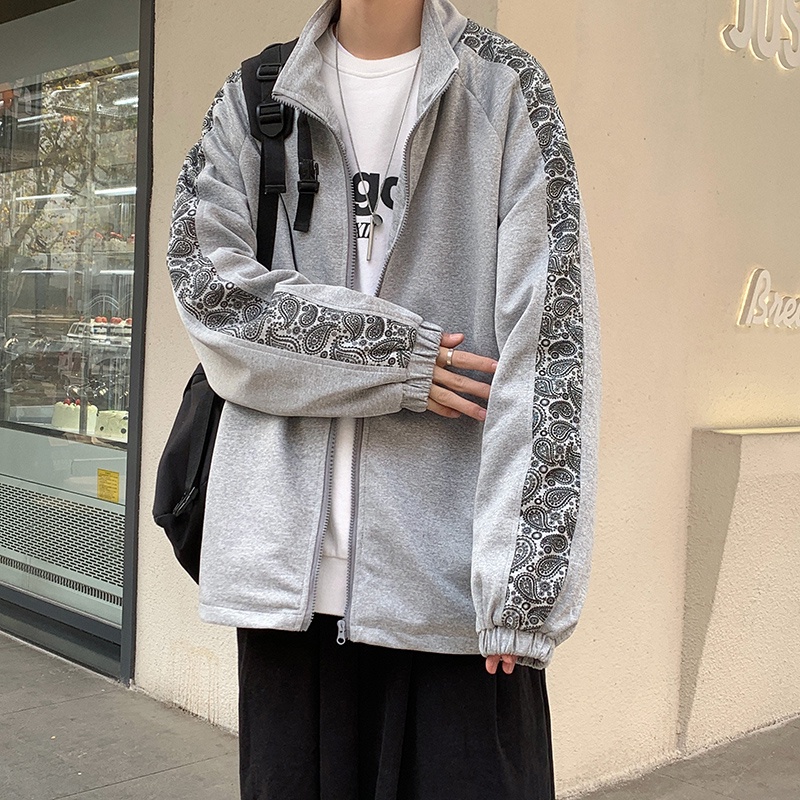 Áo khoác bóng chày cổ đứng dáng rộng in họa tiết độc đáo phong cách Hàn Quốc cá tính