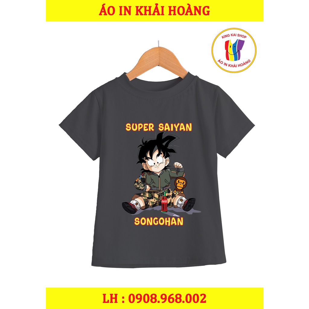 Áo thun nam bé trai đen ngầu in hình goku dragonball 7 viên ngọc rồng vải cotton co giản thoải mái