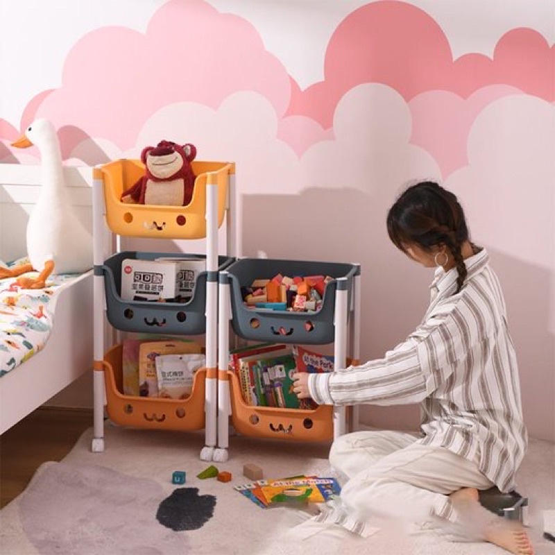 Kệ gấu Hokori Việt Nhật đựng đồ đa năng- Kệ nhựa hình gấu 2,3,4 tầng có bánh xe di chuyển 5576
