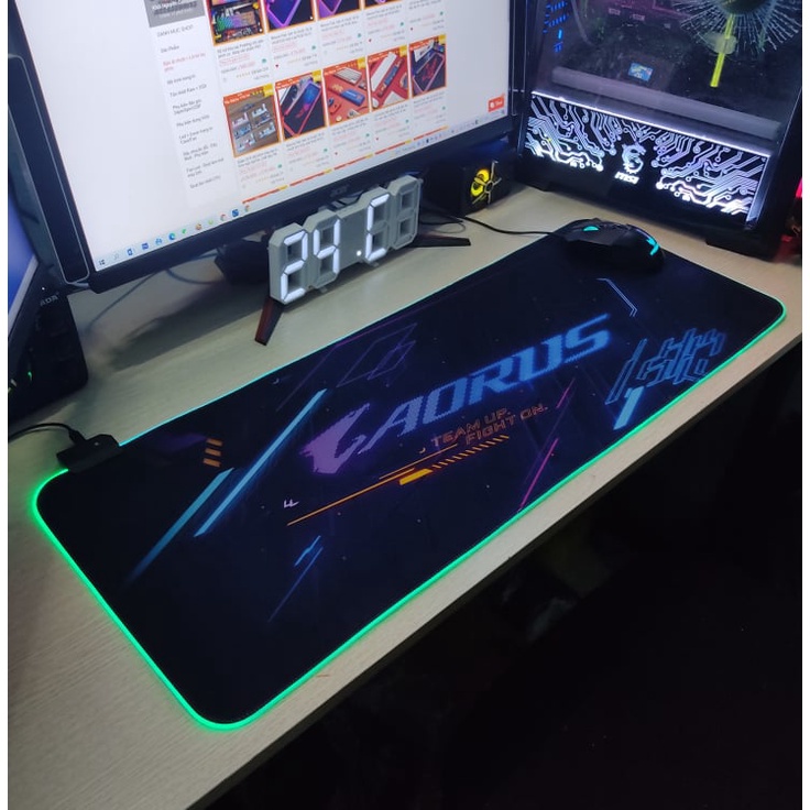 Mouse Pad, Bàn Di Chuột, Lót Di Chuột Led RGB Aorus Version 2 Sáng Viền