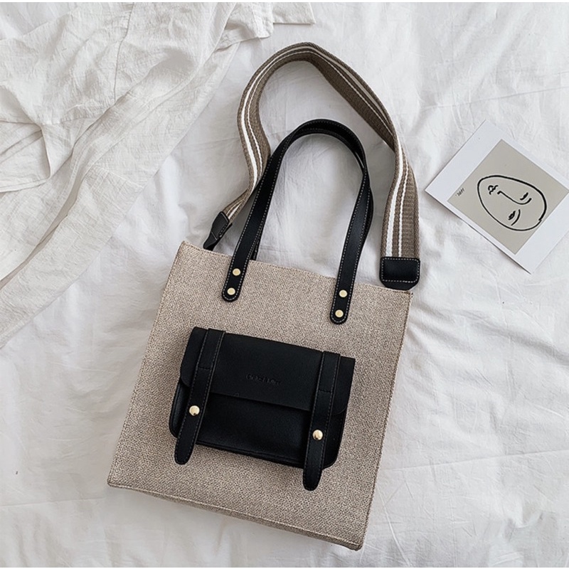 Túi Tote Da Mix Canvas - Set 2 Quai