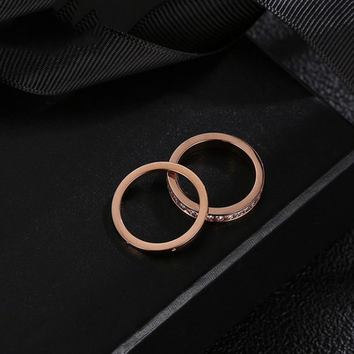 Bộ 2 Nhẫn Nữ Đính Đá Nhân Tạo Titan Không Đen TT 2277