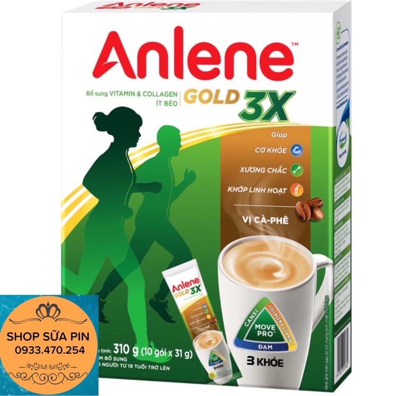 Sữa bột Anlene Gold 3x hương cafe hộp 310g (10 gói x 31g)