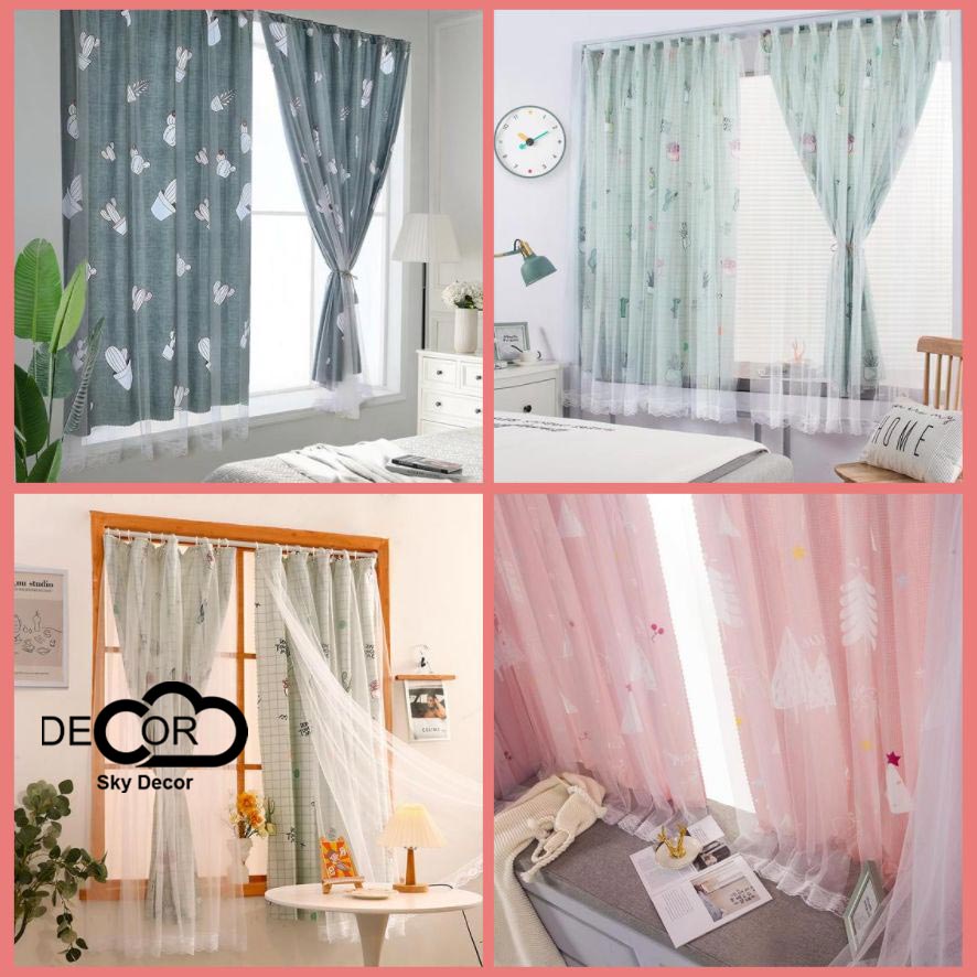 Rèm voan cửa sổ, rèm che chống nắng nhà cửa, phòng ngủ, phong cách hiện đại trẻ trung - Sky Decor