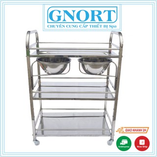 Xe Đẩy Inox 3 Tầng 2 Bát
