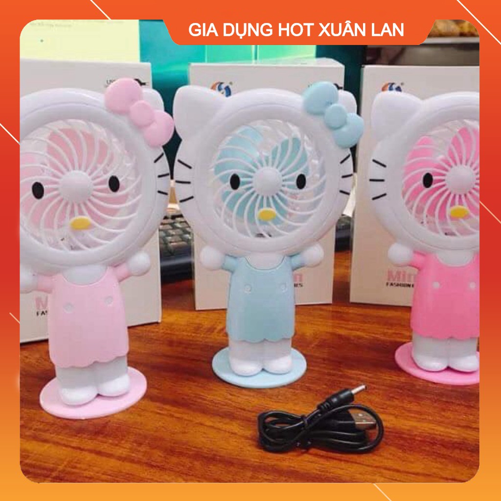 Quạt tích điện cầm tay HELLO KITTY Có Đèn Led Tiện Lợi