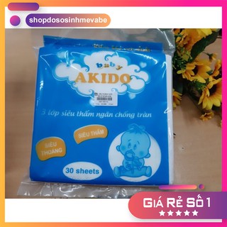 Gói 30 Tấm lót phân xu AKIDO 3 lớp chống thấm/ Miếng lót phân xu sơ sinh